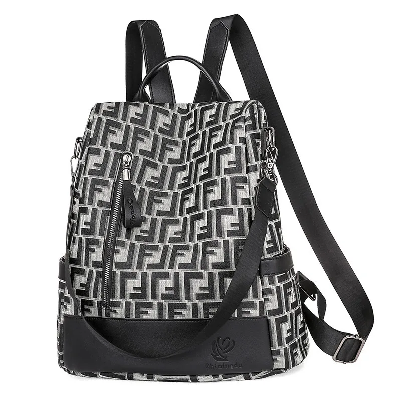 

Women's bags New Fashion Backpack Vintage Printing Letter Backpack PU Soft Leather Outdoor Anti-theft Backpack Female Travel Bag