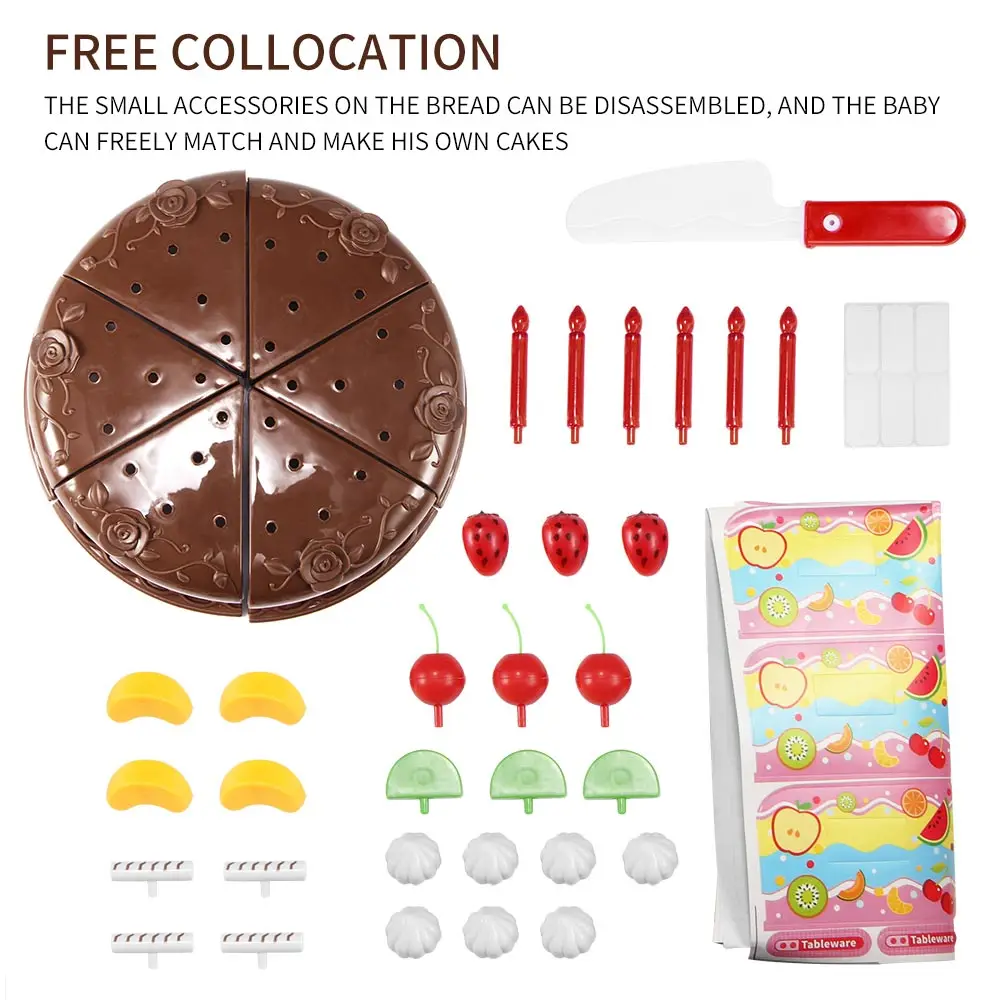 

Kitchen Toys Cake Food DIY Pretend Play Fruit Cutting Cake Birthday Toys For Children Plastic Early Educational Baby Kids Gifts