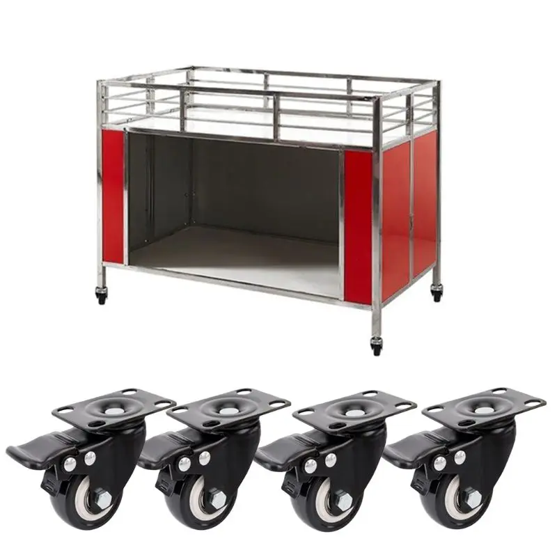 

4 Pcs Heavy Duty Flat Bottom Caster Wheels with Brake Swivel Plate No Noise Lock