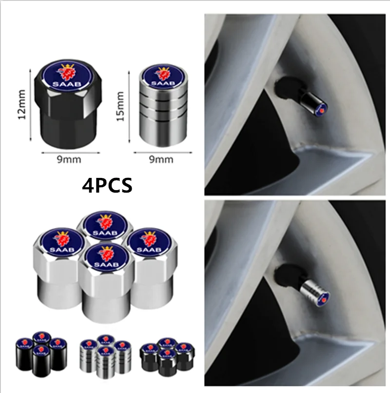 

4pcs Automobile refitting Saab Mark Metal Tire Valve cover for Sabot 9395saab 9-39-59009000 automobile parts
