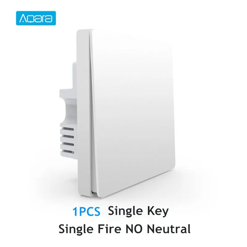 1PCS Single Key Умный настенный светильник Aqara, переключатель одной линии огня, версия ZigBee, Wi-Fi, беспроводное подключение, приложение, дистанционное управление - Цвет: 1PCS Single Key