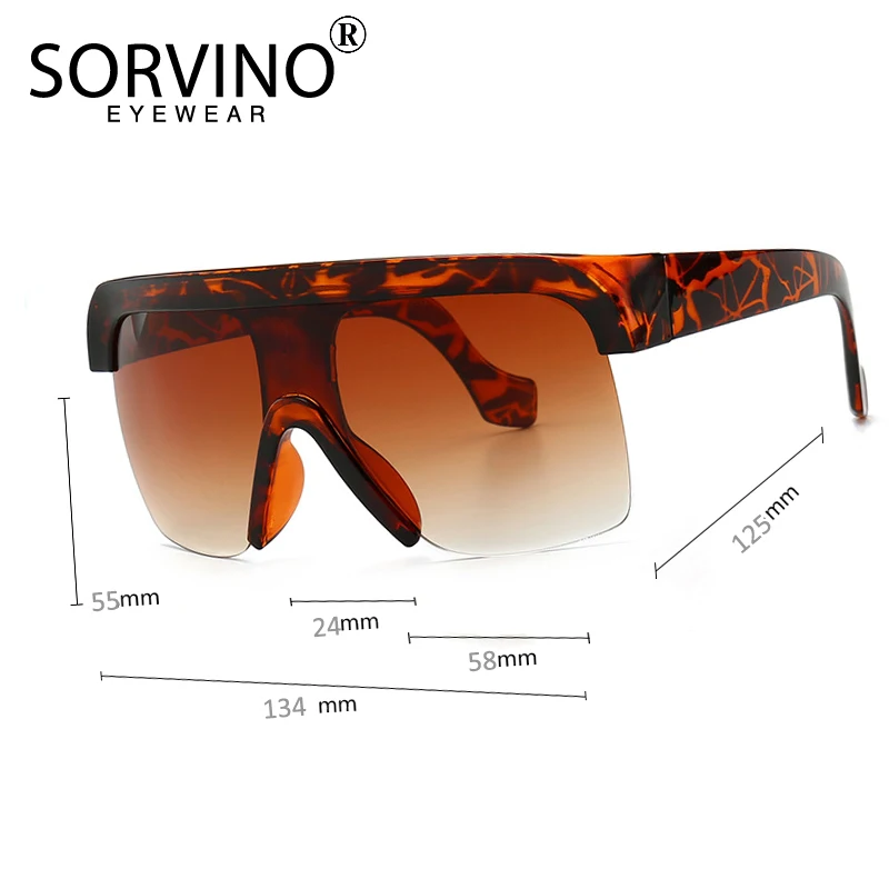 Солнцезащитные очки-авиаторы SORVINO большие зеркальные без оправы в стиле ретро P331