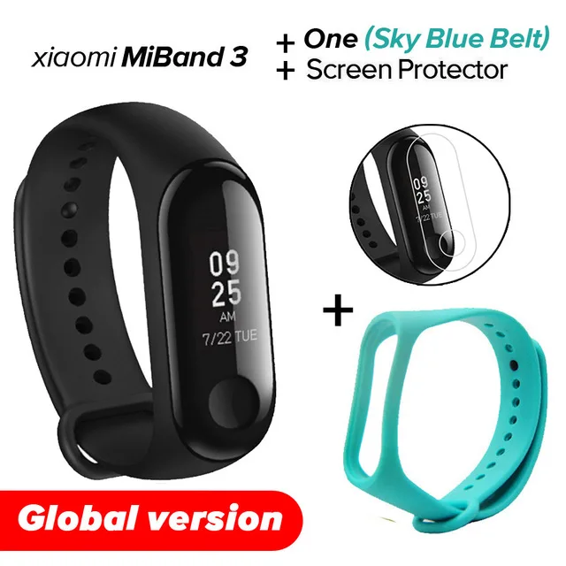 Gb Sky Blue N Film Xiao mi Band 3 mi band 3 фитнес-трекер пульсометр 0,78 ''OLED дисплей Bluetooth 4,2 для Android IOS - Цвет: Gb Sky Blue N Film