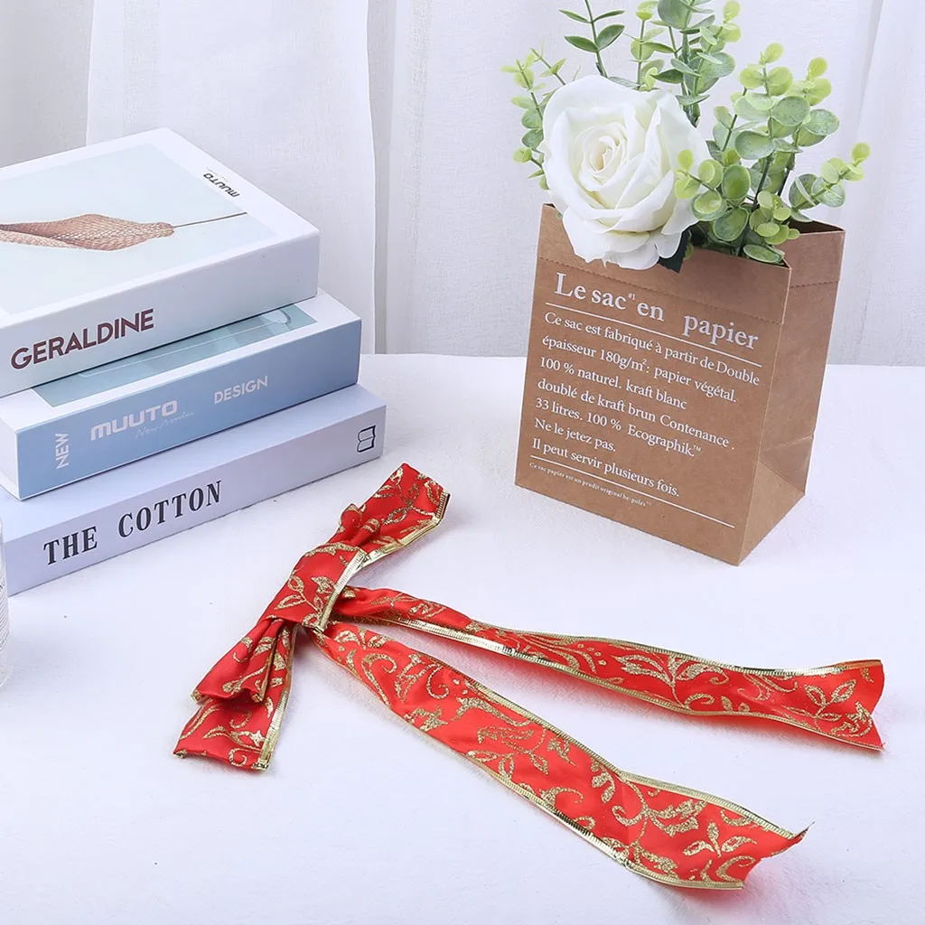 Проводная Рождественская лента подарок бант дерево венок блестящие подарки