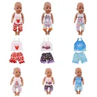 Одежда для кукол Born New Baby Fit 17 дюймов 43 см, кукольный торт рубашка цвета радуги, штаны, аксессуары для одежды, подарок на день рождения ребенка