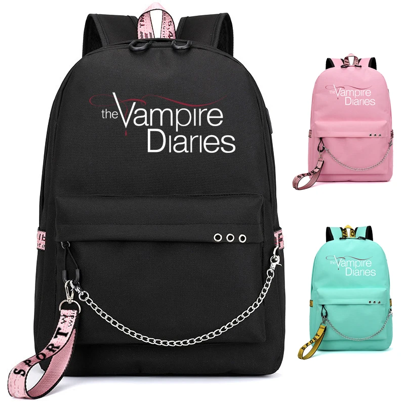 

The Vampire Diaries Print Backpack for Women School Shoulder Bag Bagpack for Teenage Girls Female Travel Backpacks Mochila Balck