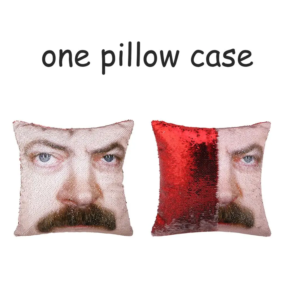 Подушка с пайетками и лицом Рона Swanson 1 шт. | Наволочка Двухцветная подушка Подарок