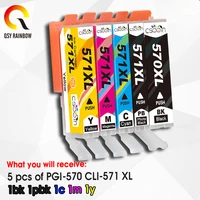 qsyrainbow compatible ink cartridge for canon 570 571 pixma mg 6850 6851 6852 6853 printer pgi570 cli571 pgi 570 full ink refill