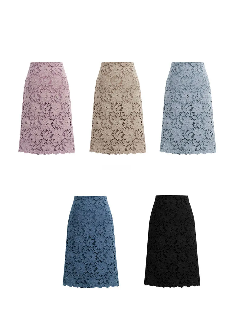 

Elastic High Waist Lace Skirts Womens Spring Autumn 2020 New Korean Elegant Casual A-line Long Skirt Female