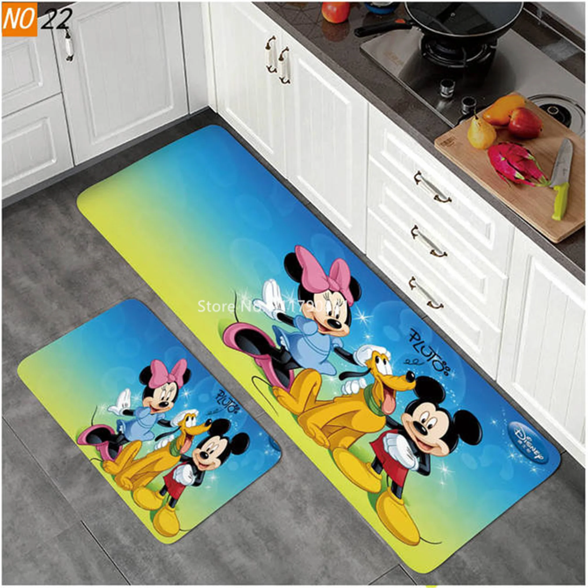 

Disney Cartoon Mickey Minnie Series Color Printed Kitchen Mat Bedroom Entrance Mat Living Room Carpet Non-slip Crawl Mat