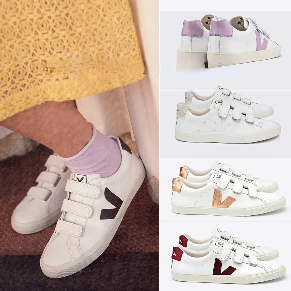 

Кроссовки VEJA V10 мужские и женские кожаные, повседневная обувь на плоской подошве, на липучке, с V-образным вырезом, белые, разные цвета, 2021