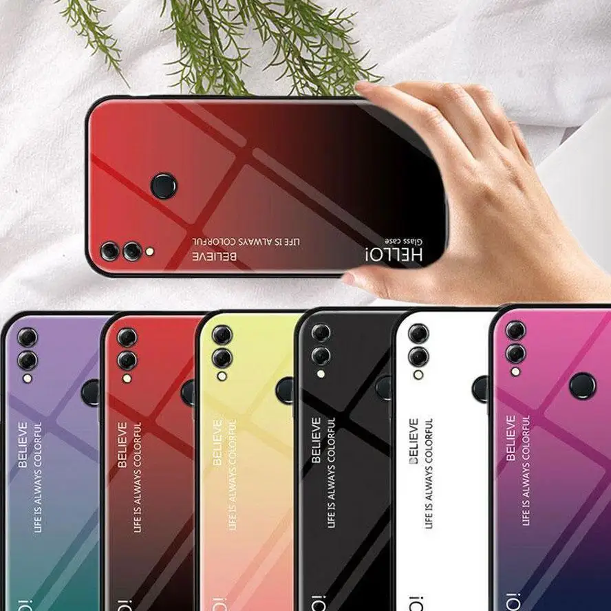 Противоударный чехол из закаленного стекла с градиентом для Huawei Nova 5 P30 P20 Mate20 10 Lite