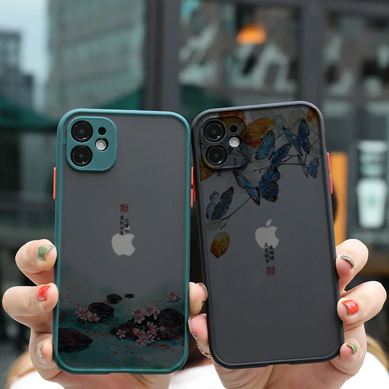 Phone Case For iPhone 11 12 13 Pro Max Mini 8 7 Plus XR X XS MAX SE 2020 Chinese Style Ancient poems Hard Shockproof Back Cover