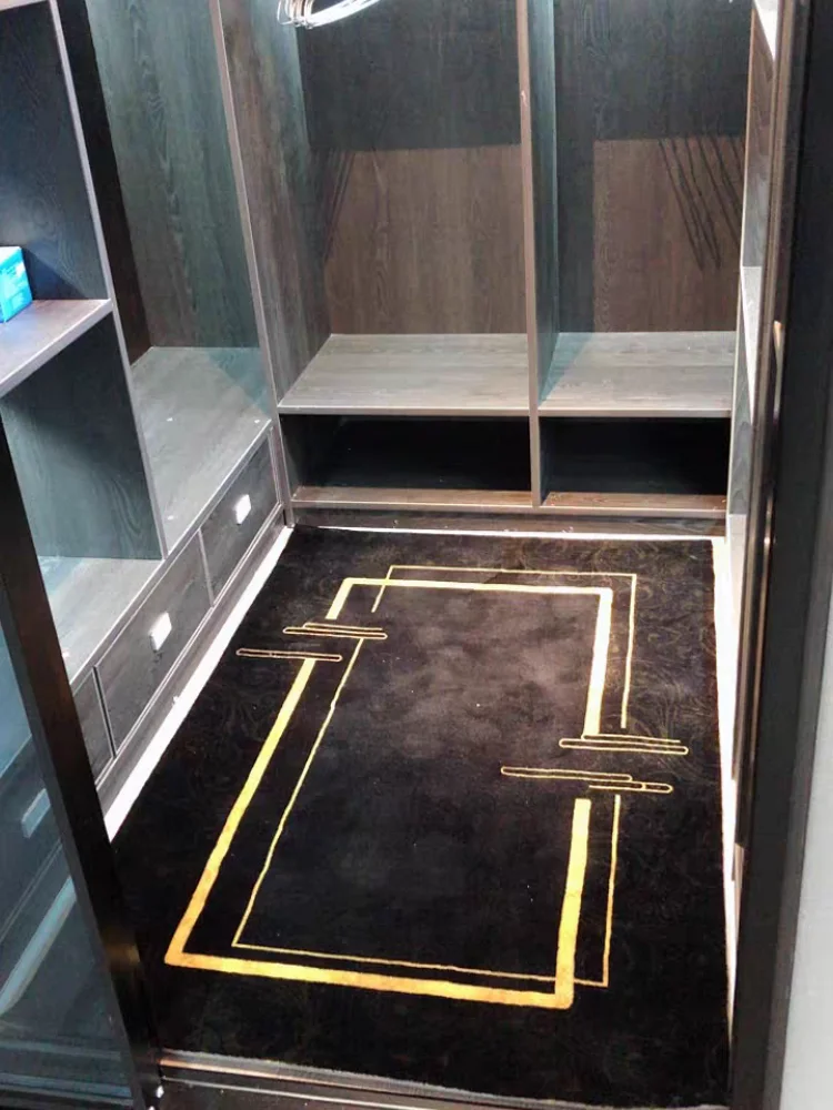 

Nordic style high density woven area rug, modern simple black color decorative bedside carpet, office carpet