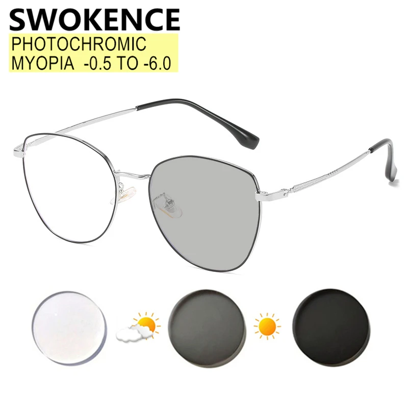 SWOKENCE фотохромные Рецептурные очки для близоруких-0 5 до-6 0 Для женщин мужчин сплав