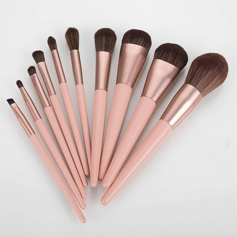 

10Pcs Makeup Brush Set Concealer Blush Eyeshadow Foundation Powder Sculpting Eyebrow Wood Handle Make Up Brushes