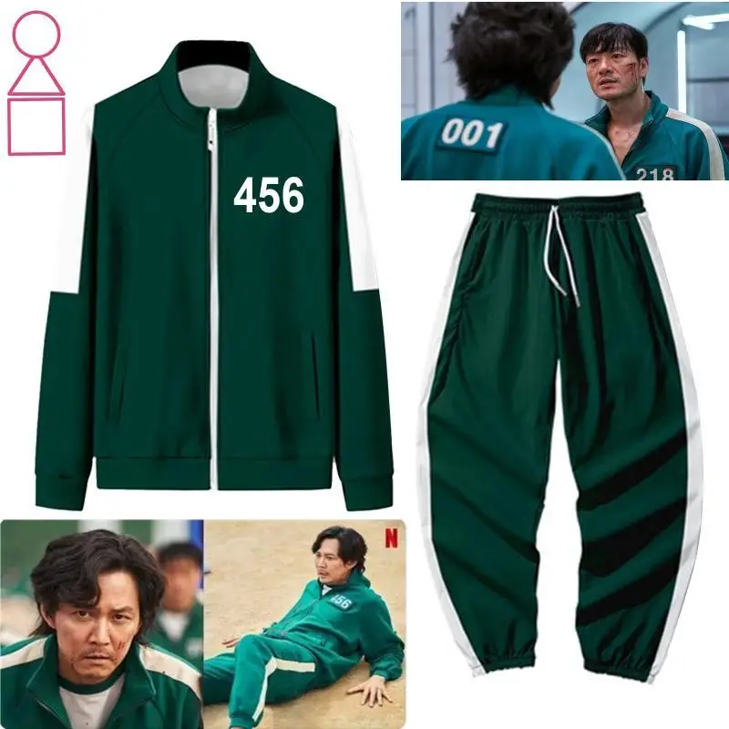 

Squid Game Print Men's Sets Merch Hoodie 456 Sweatshirt 067 Jacket Cotton Fleece Casual Streetwear 2Pcs Zip Sweatshirt+Pants