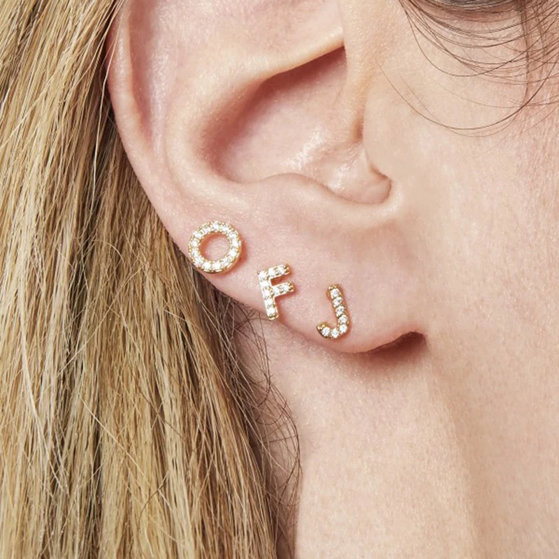 Маленькие Висячие серьги гвоздики из стерлингового серебра 925 пробы с буквенным