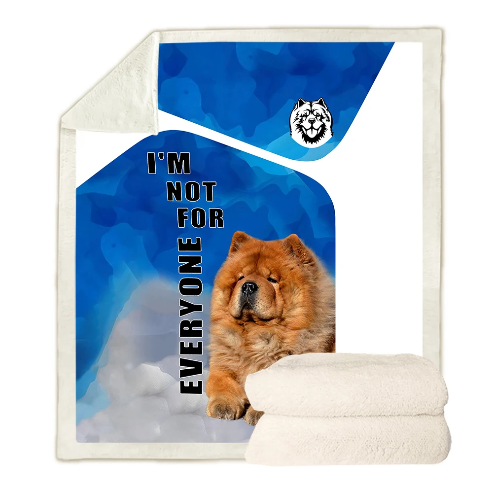 

CLOOCL Chow Chow Throw Blankets 3D Graphic I'm Not For Everyong Double Layer Blanket Splicing Animals Print Plush Quilt