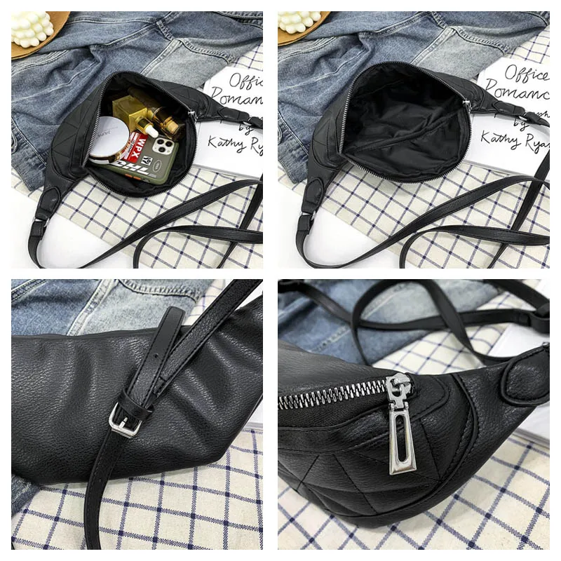 

New Leather Fanny pack Phone Pack Unisex Waist Belt Bag Fashion Waterproof Crossbody Chest Bags Trend Shoulder Solid Waist Bag