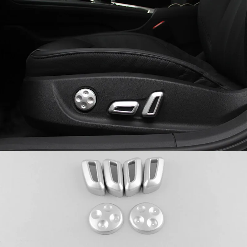 

For Audi A4 b9 2016 2017 ABS Chrome Matte Car Seat adjustment Switch Cover trim car styling Accessories 6pcs