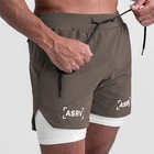 Шорты мужские спортивные быстросохнущие, 2 в 1, для фитнеса и тренировок