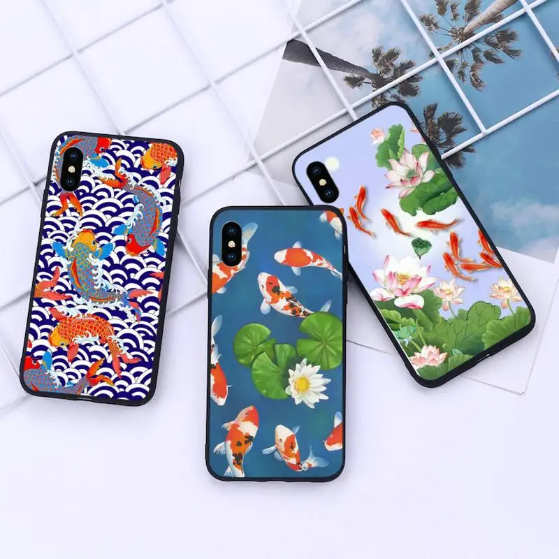 

Koi Fish Cherry Blossom Lucky Cat Phone Case For iphone 12 11 13 7 8 6 s plus x xs xr pro max mini