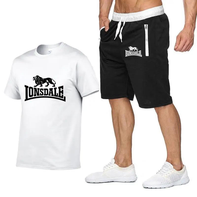 Мужская футболка с коротким рукавом LONSDALE летний повседневный комплект из 2