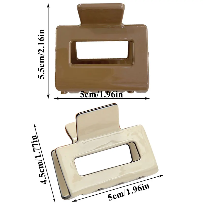 

Girls Fashion Simple Bath Makeup Hair Clip Hollow Out Hair Crab Clamp 1PC Square Shaped Claws Geometric Acrylic Hairpin