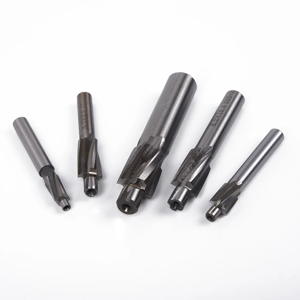 

5pcs 4-Flute Countersink HSS-AL End Mill Cutter Pilot Slot Drill Bits Tool M3-M8