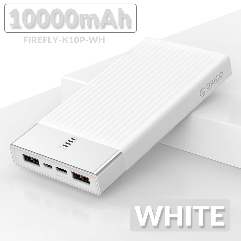 ORICO внешний аккумулятор 20000 мАч QC 2,0 3,0 PD 3,0 внешний аккумулятор 18 Вт Быстрая зарядка внешний аккумулятор для мобильного телефона для Macbook - Цвет: 10000mAh White