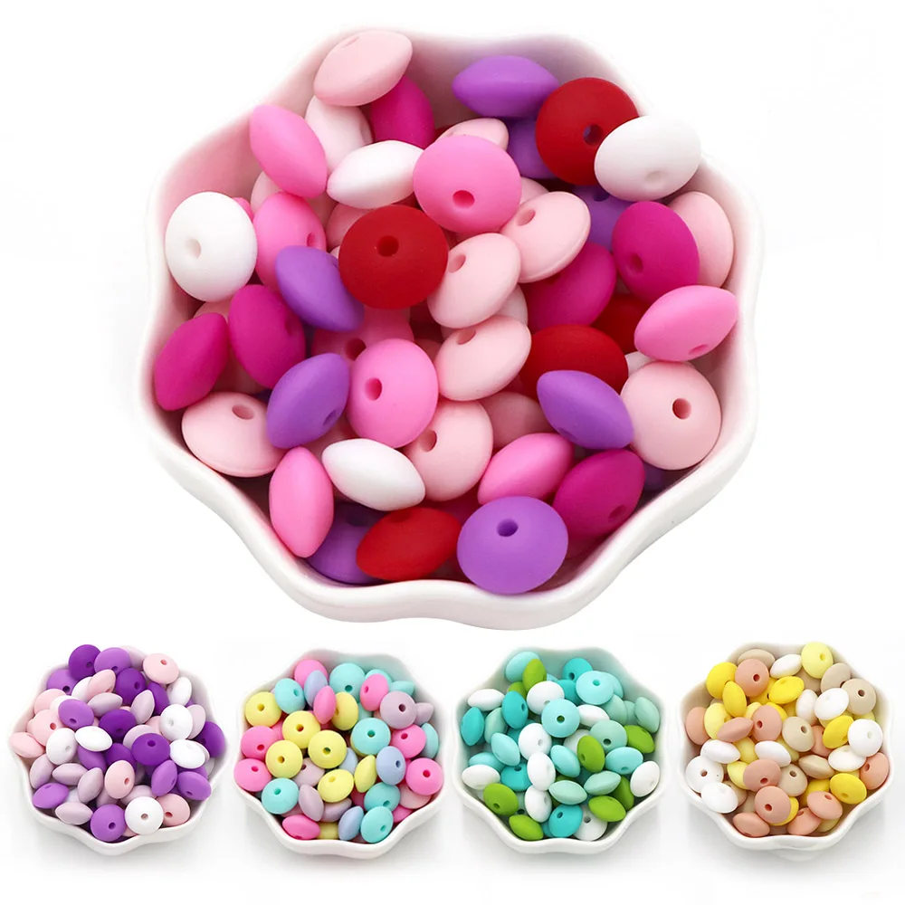 

Joepada 20Pcs 12MM Lentil Silicone Beads BPA Free Diy Teether Teething Necklace BPA Free Eco-friendly Baby Teether Toys