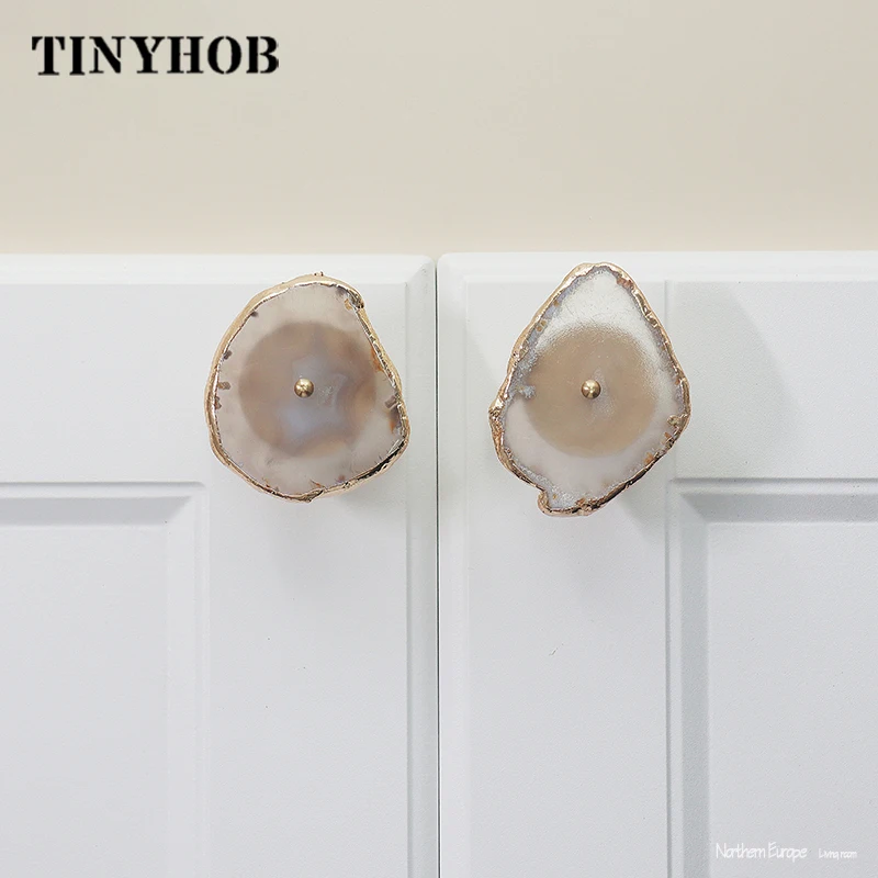 Ручка из натурального агата и латуни 4 цвета|Ручки шкафа| |