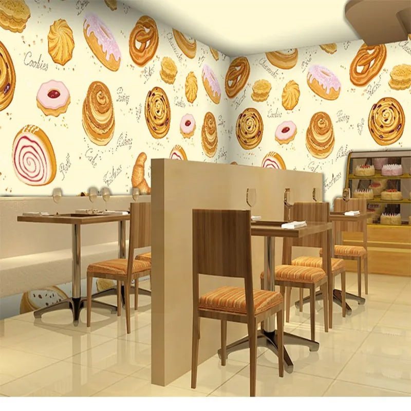 Прямая доставка обои 3d личностные пекарни десерт чай магазин фаст фуд Большая