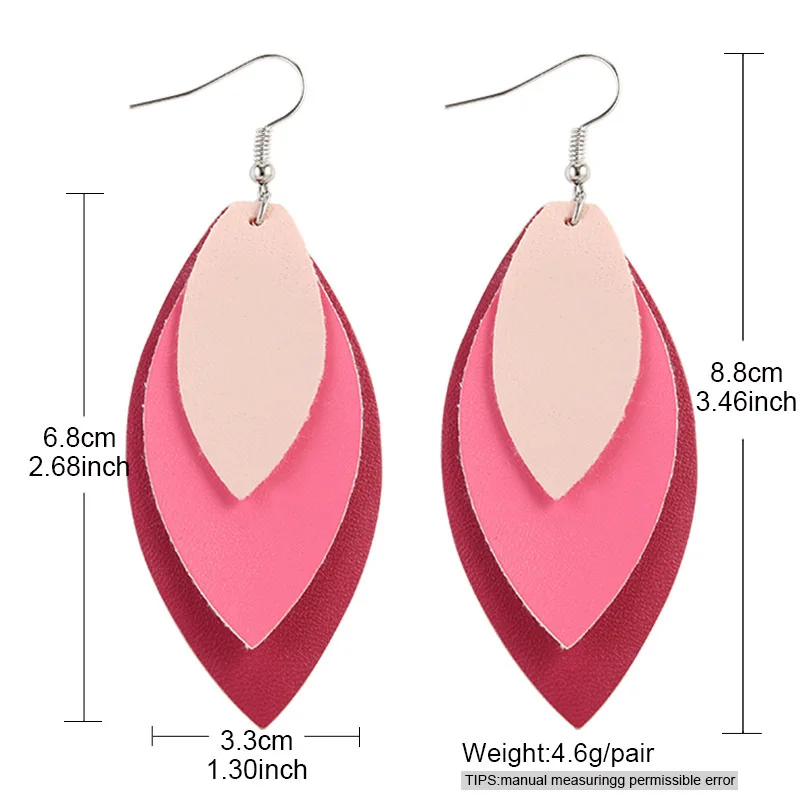 Амазонские серьги с многослойным контрастным швом и геометрической отделкой из искусственной кожи в европейском и американском стиле.