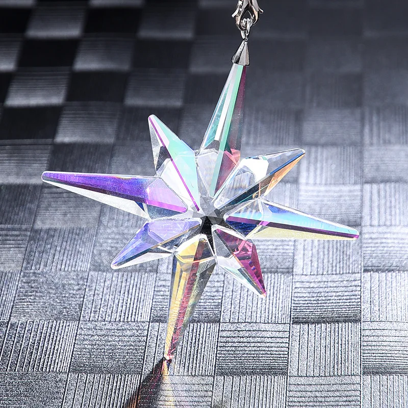 

Colorful Snowflake Crystal Car Ornament Pendant Fashion Car Internal Decoration Accessories Car Rearview Mirror Pendant Ornament