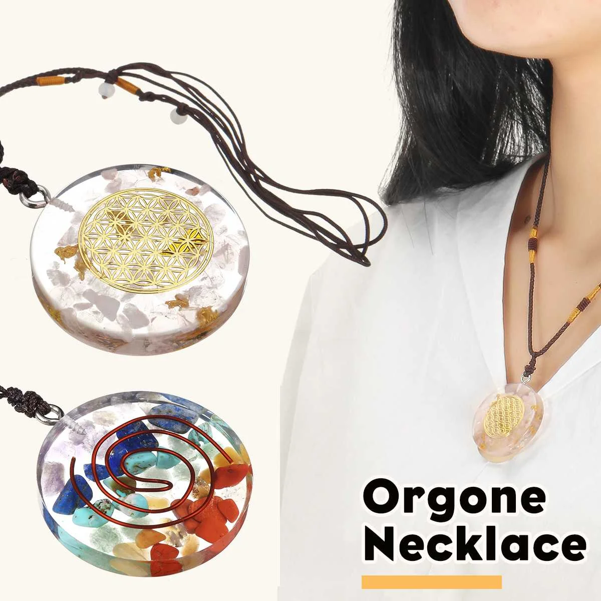 Aura Orgone ожерелье со стразами Orgone конвертер энергии камень душа, который изменяет магнитное поле жизни ожерелье из смолы
