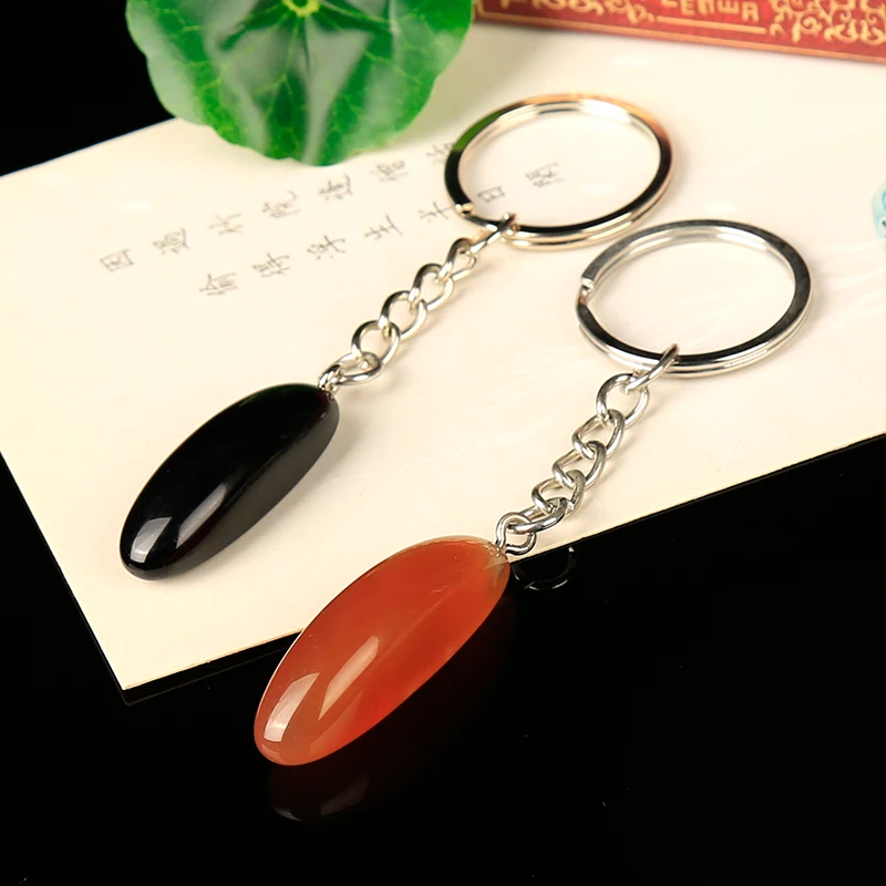1 кольцо для ключей из агата обсидиана натуральный драгоценный камень ювелирные