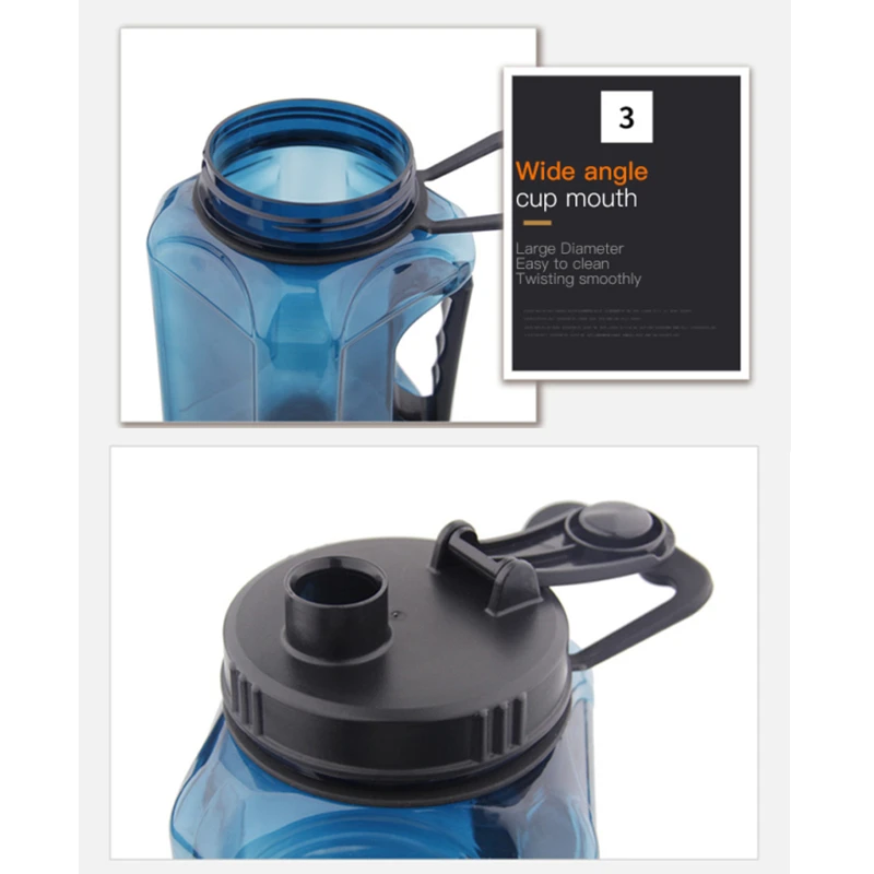 2.4L Large Water Bottle Blue Sports Kettle With Handle Protable Leakproof Straight Drinking Cup Outdoor Fitness Jug BPA Free |
