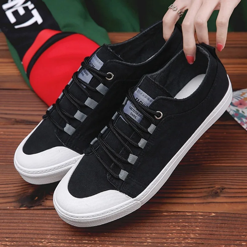 Мужские парусиновые туфли низкие кроссовки на шнуровке дышащая Нескользящая