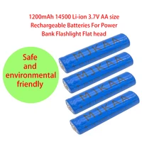 2 6pcs 1200mah 14500 li ion 3 7v aa size rechargeable batteries for power bank flashlight flat head