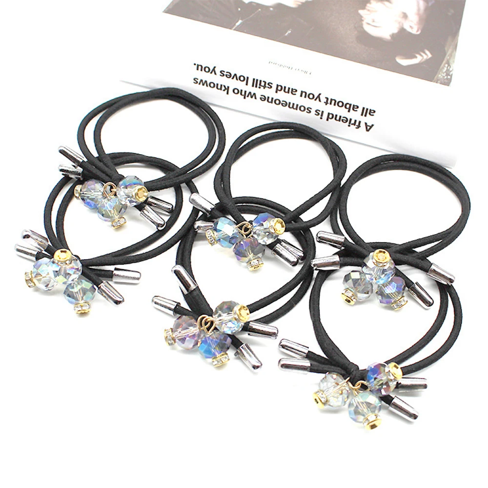 

2021 New Korea Women Hair Ropes Big Crystal Pearl Elastic Rubber Band for Girl Fashion Hair Accessories Hair Ties Wholesale