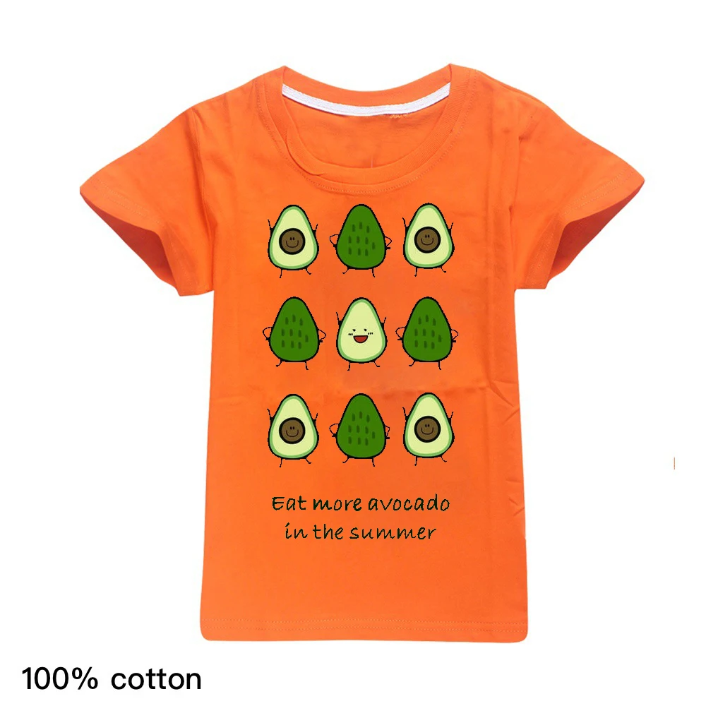 

Avocado hand-painted cartoon printing sports and leisure short-sleeved T-shirt tops boys and girls summer thin T-shirt tops