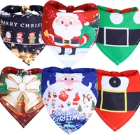 christmas pet bandanas cute santa dog collar for small dogs washable saliva towel chihuahua cat costume large dog accessories