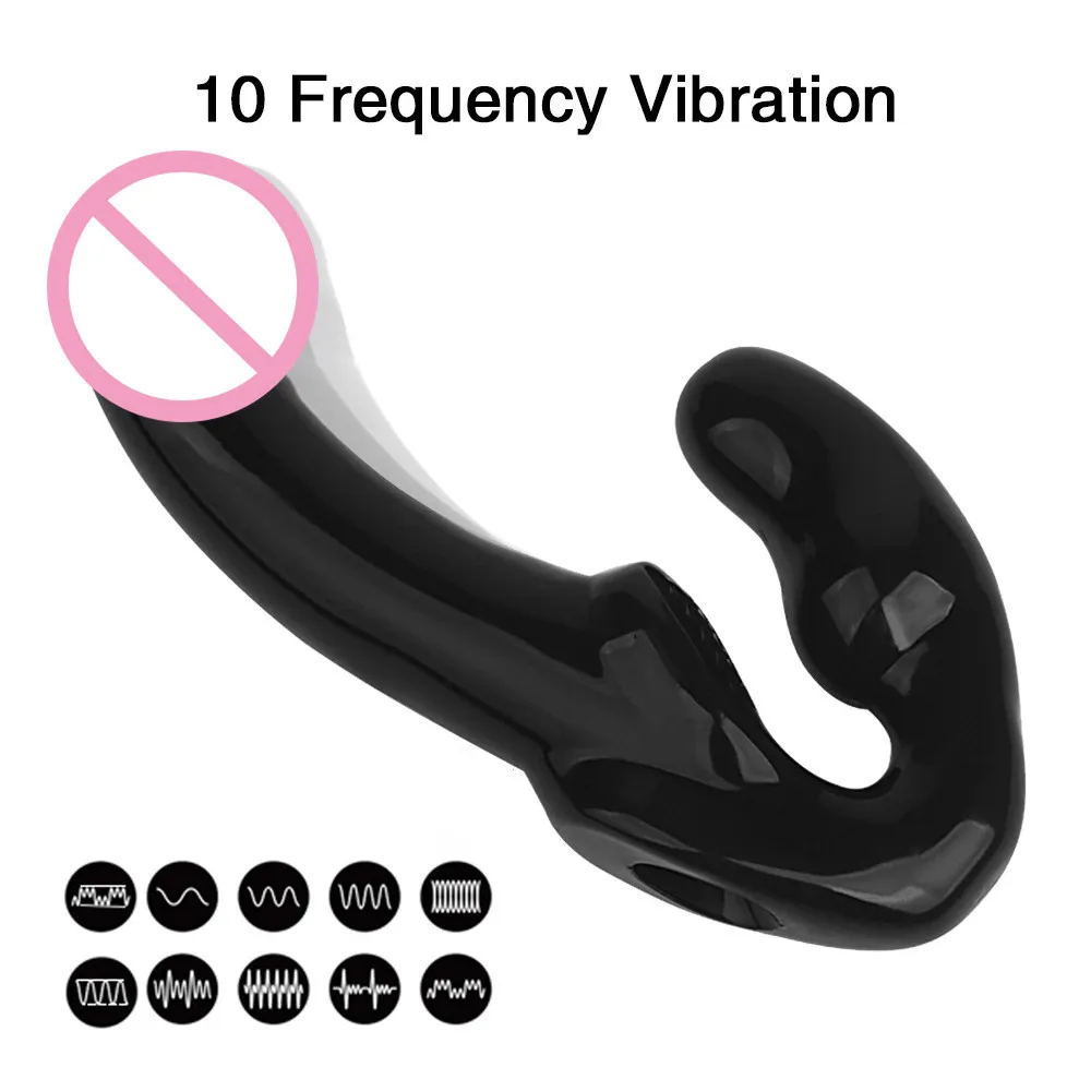 10 скоростей без бретелек вибратор Strapon женский Двойной вибрационный G Spot взрослых