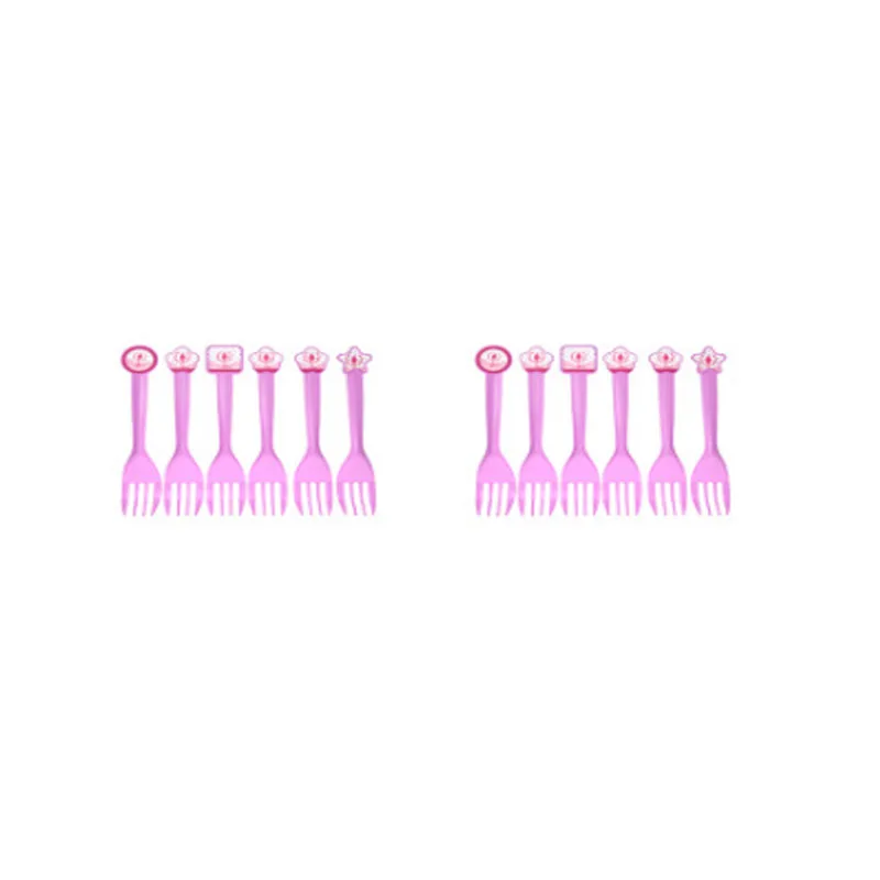 Fork 6pcs Новые балетные темы бумажные подносы для десерта одноразовые стаканчики столовые Свадебные украшения день рождения ребенок розовый девушка серии поставки - Цвет: Fork 6pcs
