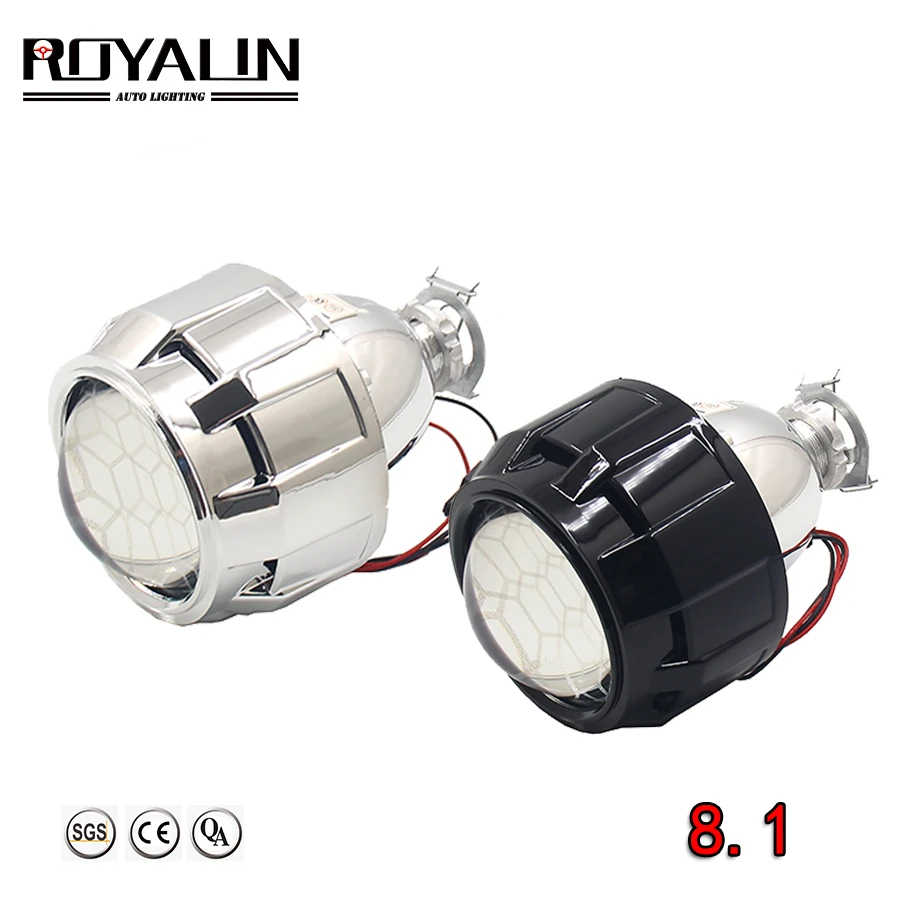 ROYALIN автомобильный Bi Xenon 8 1 проектор фары объектив HID H1 H4 H7 W/Стробоскоп авто