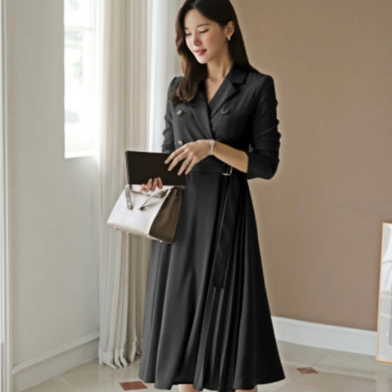 Женское Повседневное платье трапециевидной формы с поясом офисное