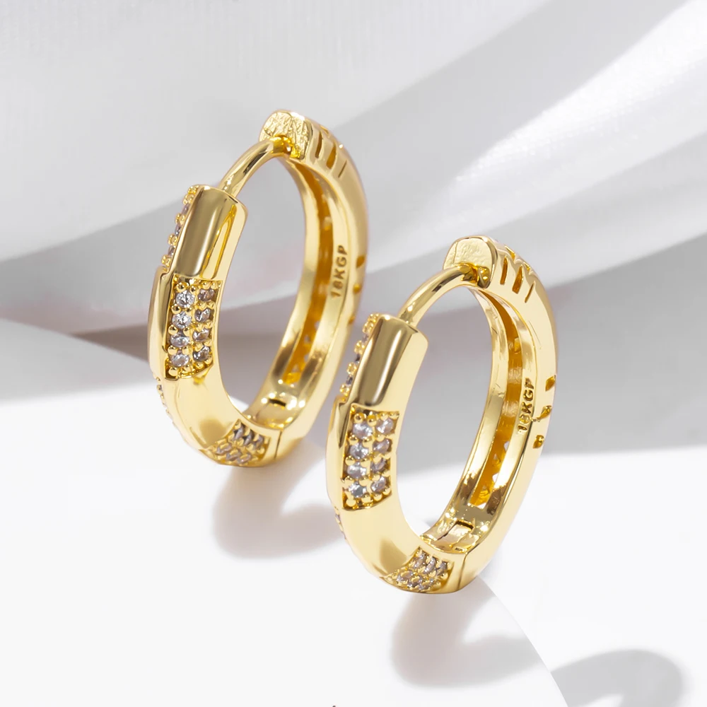 Серьги-кольца ESSFF подвесные золотистые женские, очаровательные ювелирные украшения для пирсинга с белыми кристаллами