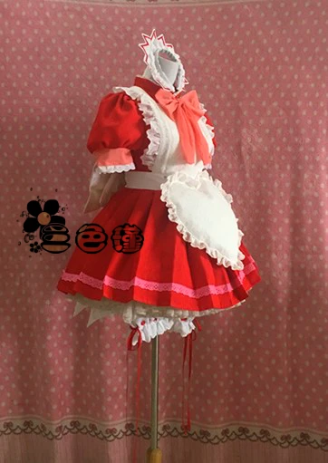 

Anime Tokyo Mew Mew Momomiya Ichigo Cosplay Costumes Cute Red Luxuriant Version Maid Outfit Role Play Clothing Custom-Make Any